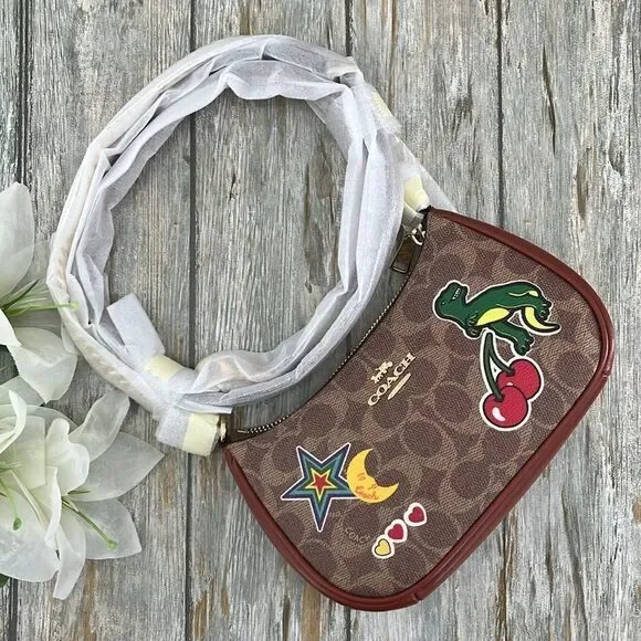 Coach Teri Mini Crossbody Bag In Signature Canvas With Sticker Print Rexy Purse